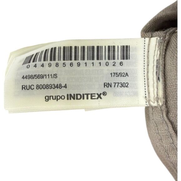 Zara Origins Mens Polo Shirt S Green 100% Linen Long Sleeve 4498/569 NWT - Picture 6 of 11